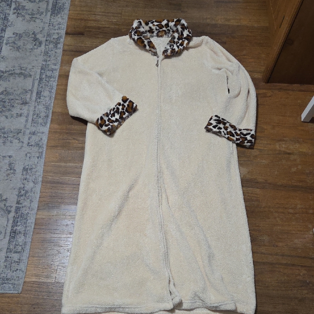 Charter Club Plush Robe With Faux Fur Accents